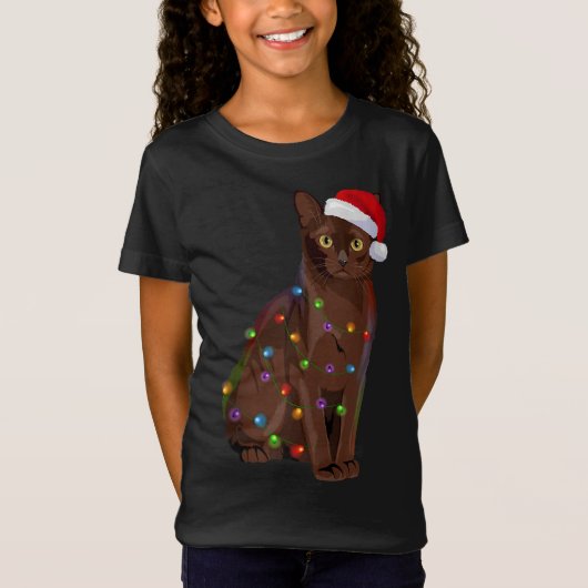 T-Shirt Feux de Noël des chats birmans Noël Amoureux des c (Devant)