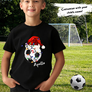 T-shirt Feux de Noël du bal de football Santa Hat Enfants