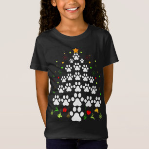 T-Shirt Feux de Noël Empreinte de patte famille Xm