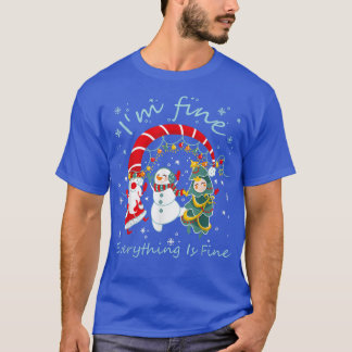 T-shirt Feux de Noël Je vais bien Tout va bien Père Noël