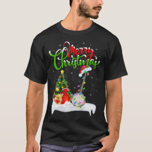 T-shirt Feux de Noël Lumières Santa Hat Musical Banjo Noël