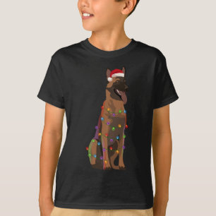T-shirt Feux de Noël Malinois belge Amoureux des chiens de