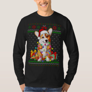 T-shirt Feux de Noël moche Sweater Corgi Amoureux des chie