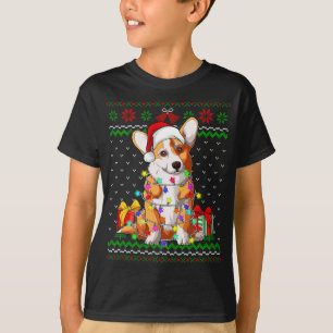 T-shirt Feux de Noël moche Sweater Corgi Amoureux des chie