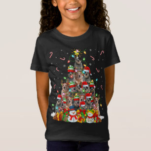 T-Shirt Feux de Noël Père Noël Chien de bétail australien 