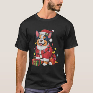 T-shirt Feux de Noël Père Noël Chien de bétail australien