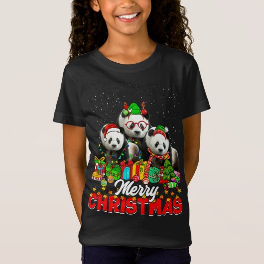 T-Shirt Feux de Noël Pyjama Panda Ours Anima (Devant)