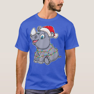 T-shirt Feux de Noël Rhinoceros Porter le Rhinocère Casque