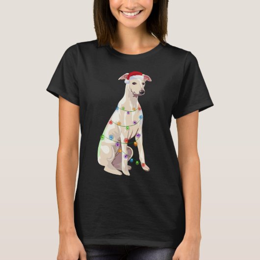 T-shirt Feux de Noël Whippet Noël Noël Amoureux des chiens (Devant)