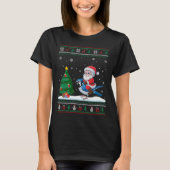 T-shirt Feux Noël Arbre Lumières Noël Père Noël Riding Ble (Devant)