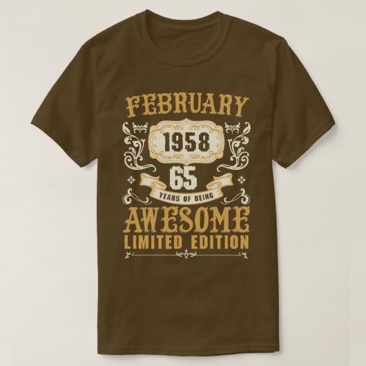 T-shirt Février 1958 65 Ans D'Être Awesome Limited Ed (Design devant)