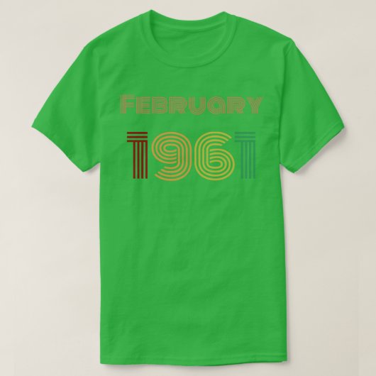 T-shirt Février 1961 Anniversaire Conception Vintage (Design devant)