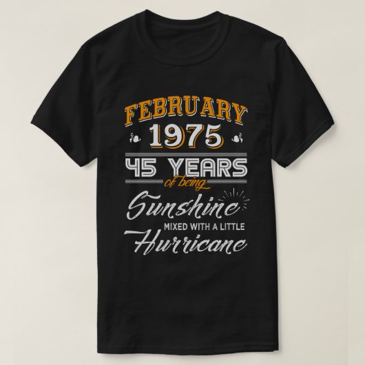 T-shirt Février 1975 45 Anniversaire Mariage Cadeaux (Design devant)