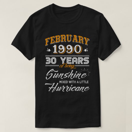 T-shirt Février 1990 30 Anniversaire Mariage Cadeaux (Design devant)