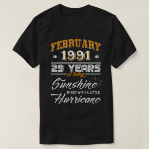 T-shirt Février 1991 29 Anniversaire Mariage Cadeaux