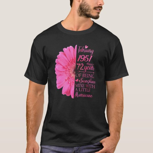 T-shirt Février Fille 1951 72 ans 72e anniversaire (Devant)