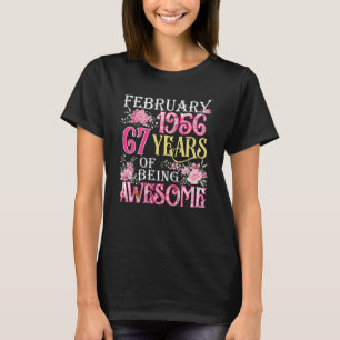 T-shirt Février Fille 1956 67e anniversaire 67 ans