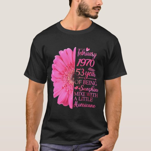T-shirt Février Fille 1970 53 Ans 53e Anniversaire (Devant)