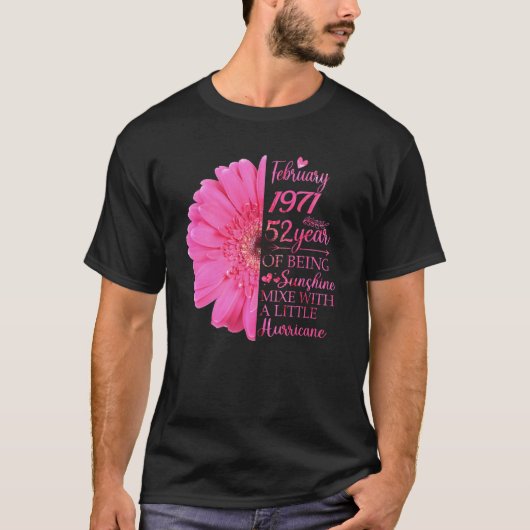 T-shirt Février Fille 1971 52 ans 52e anniversaire (Devant)