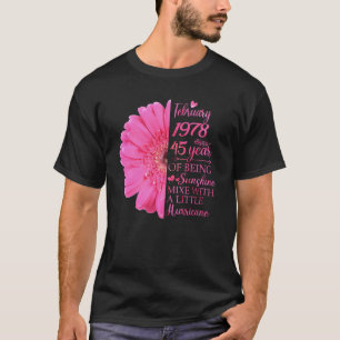 T-shirt Février Fille 1978 45 Ans 45e Anniversaire