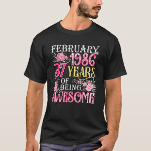T-shirt Février Fille 1986 37e anniversaire 37 ans