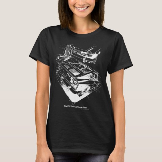 T-shirt FIAT 850 blanc sur noir363 (Devant)