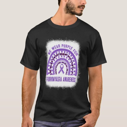 T-shirt Fibromyalgia Awareness Purple Ribbon Rainbow (Devant)