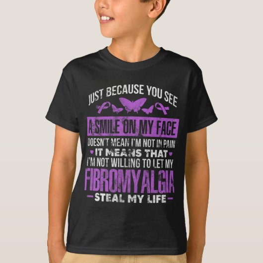 T-shirt Fibromyalgie Fibro Warrior Purple Ribbon Papillon (Devant)