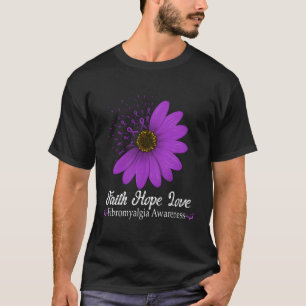 T-shirt Fibromyalgie Sensibilisation Foi Espoir Aimer Ribb