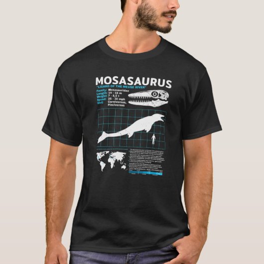T-shirt Fiche d'information sur le Mosasaurus Dinosaure Fa (Devant)