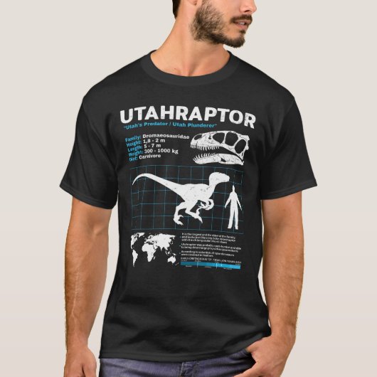 T-shirt Fiche d'information Utahraptor (Devant)