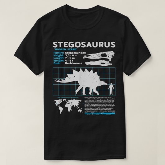 T-shirt Fiche technique de Stegosaurus Dinosaur Faits  (Design devant)