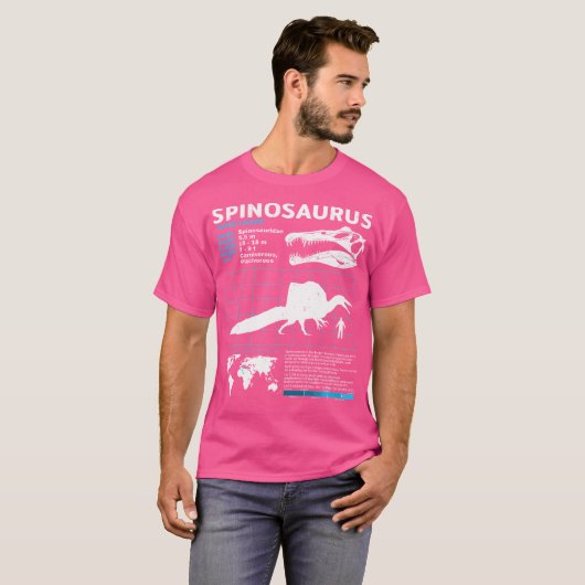T-shirt Fiche technique du spinosaure Dinosaure Faits (Devant entier)