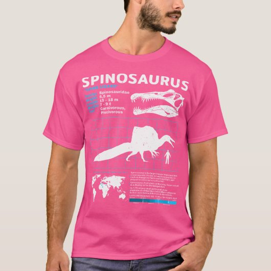 T-shirt Fiche technique du spinosaure Dinosaure Faits (Devant)