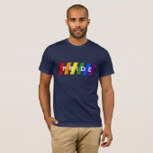 T-shirt FIDE Rainbow Stripes sur la marine (Devant entier)