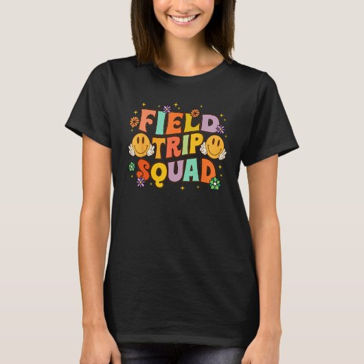 T-shirt Field Trip Squad Groovy Smile Happy Fielday 2023 (Devant)