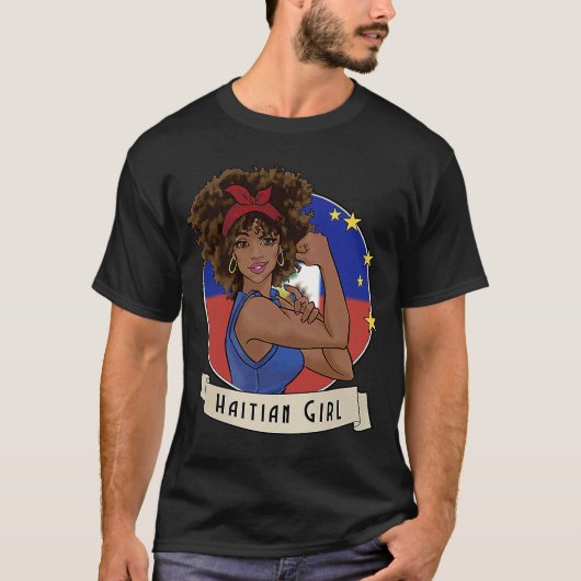 T-shirt Fier Afro Haïtienne Haïtienne Drapeau Haïti Fille (Devant)