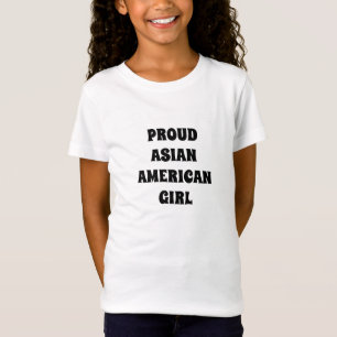 T-Shirt Fier Asiatique Américaine Fille, noir blanc T-shir