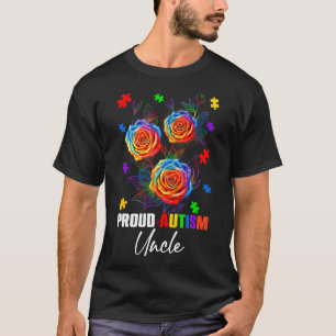 T-shirt Fier Autisme Oncle Rose Fleurs Et Puzzles Autisme