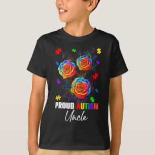 T-shirt Fier Autisme Oncle Rose Fleurs Et Puzzles Autisme