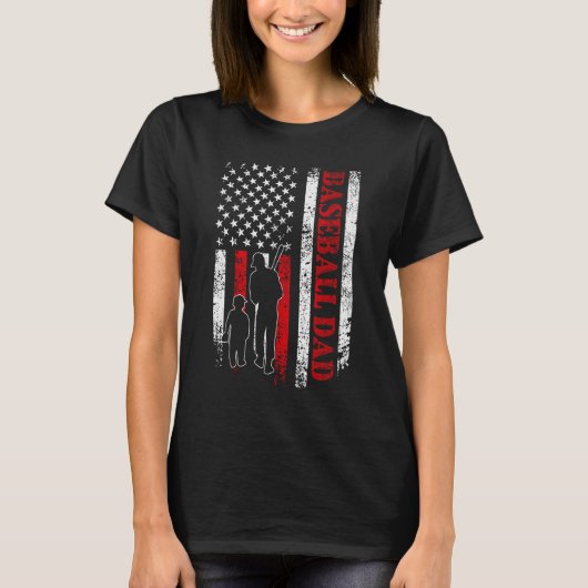 T-shirt Fier Baseball Papa American Flag Sports (Devant)