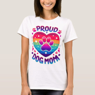 T-shirt Fier Chien Maman Rainbow Coeur Design