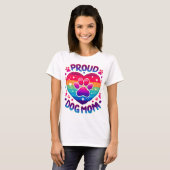 T-shirt Fier Chien Maman Rainbow Coeur Design (Devant entier)