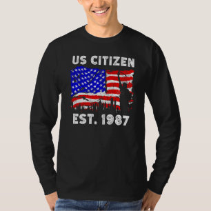 T-shirt Fier Citoyen Américain Est Depuis 1987 Pour New Am
