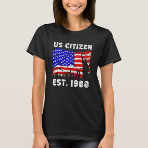 T-shirt Fier Citoyen Américain Est Depuis 1988 Pour New Am