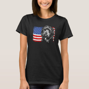 T-shirt Fier colley à barbe drapeau américain chien patrio