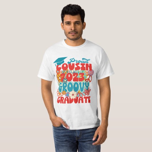 T-shirt Fier COUSIN d'une classe de 2023 Graduate Retro (Devant entier)
