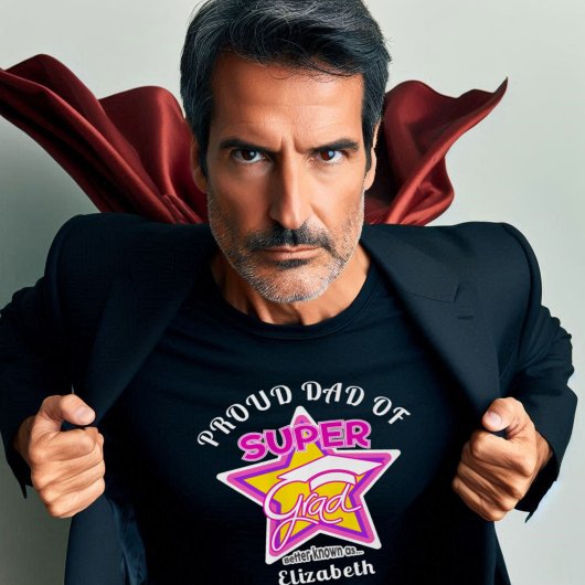 T-shirt FIER DAD DE Super Grad Pink-On Dark-Editable Text