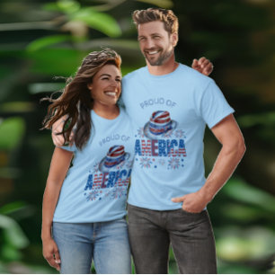 T-shirt Fier De L'Amérique Étoiles Casquette et pétard