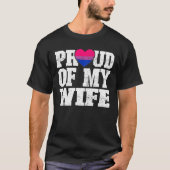 T-shirt Fier De Mon Épouse Mariage Bisexuel Drapeau Annive (Devant)